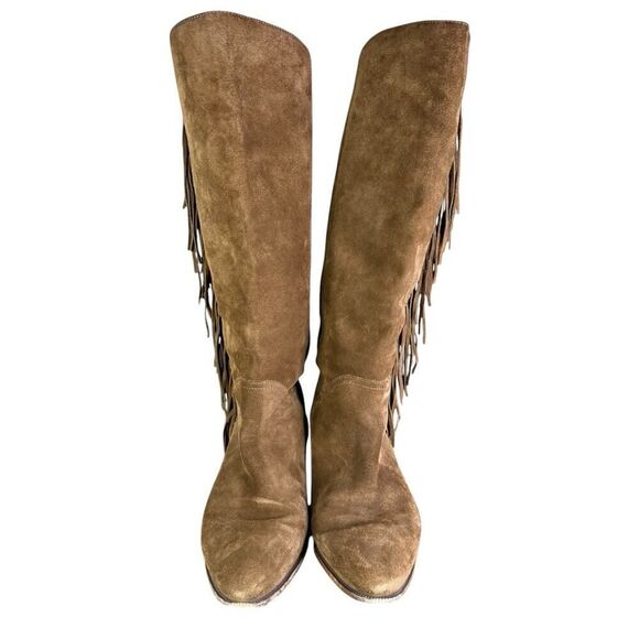 Polo Ralph Lauren Brown Suede Fringe Tall Western Boots US 9.5 EU 40.5 - Picture 7 of 12